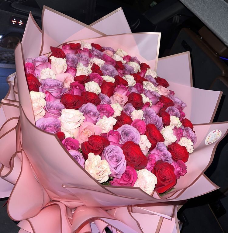 101 розовая роза 50 см роскошная 💎