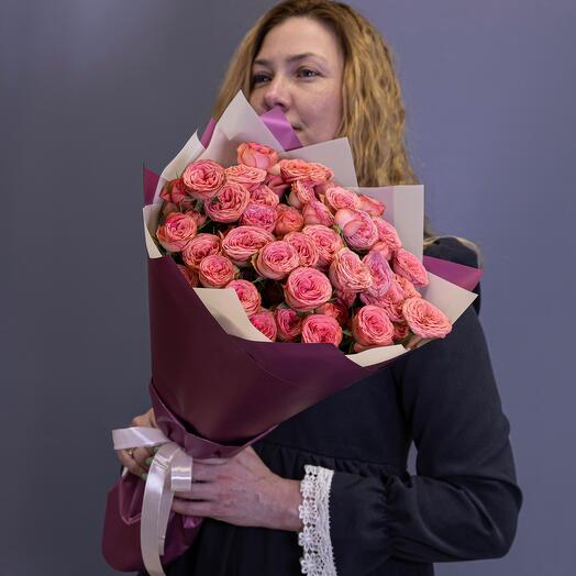 Bouquet of bush pionoid roses 9 pcs
