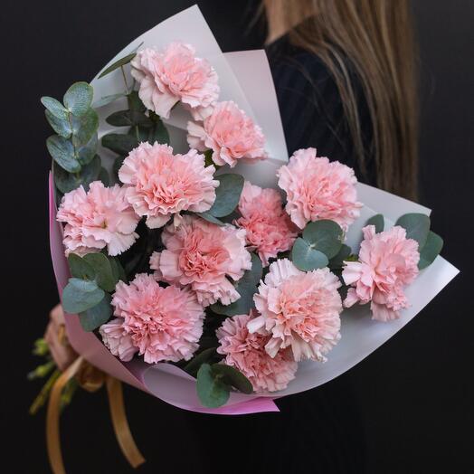 Букет из розовых Диантусов и Эвкалипта 🌸