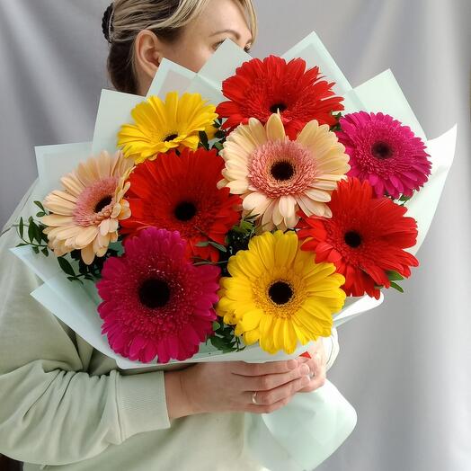 Bouquet with gerbera for a bright mood