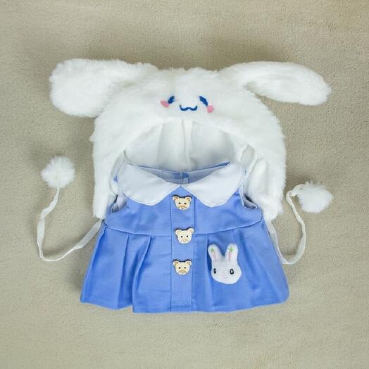 Bunny costume for a soft toy of a bear for girls and boys / Textile suit for a toy for children Kidwow Blue 30cm