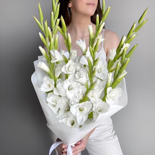 Tender bouquet white gladiolus