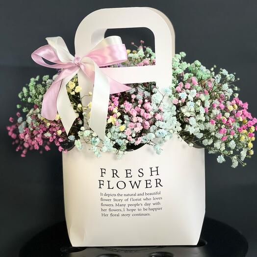 Радужная гипсофила в сумочке