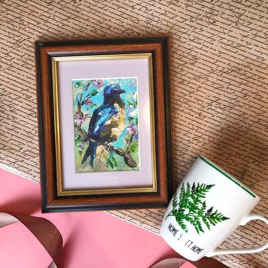 Gift set Spring with a bird and a cup
