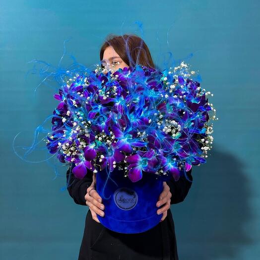 Цветы в коробке 101 ночь космоса. Композиция 506. Leora Flowers дом цветочной моды