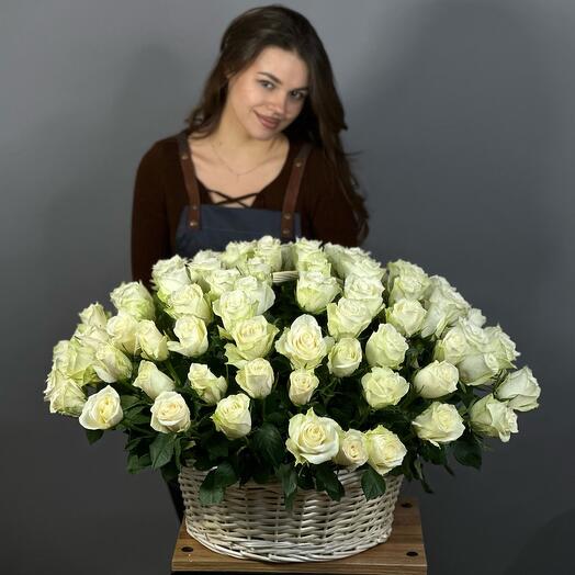 101 Rosa White in the basket (premium)