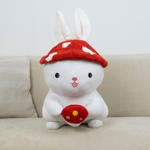 Мягкая игрушка Зайка для девочек и мальчиков / Велюровый Заяц для малышей KiDWoW  красный 40см