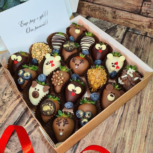 Strawberry in chocolate "Chocolate animals"