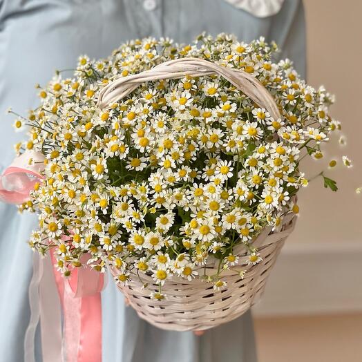 Кoрзинa c ромашками «Кусочек луга»