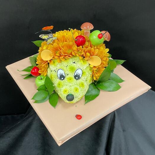 The composition of the flowers is a hedgehog. (Flowers for women, girls, mothers, wives, teachers, colleagues.) (September 1)