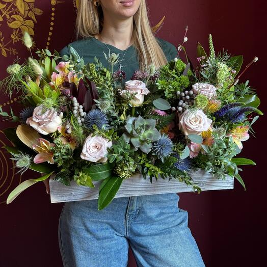 Composition from flowers "Forest in a box"