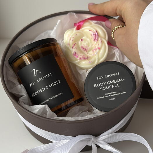 Gift set Aromatic candle, body souffli and aromasash