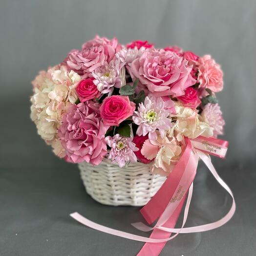 Bright basket with flowers