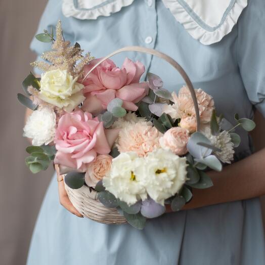 Basket with delicate flowers "Princess"