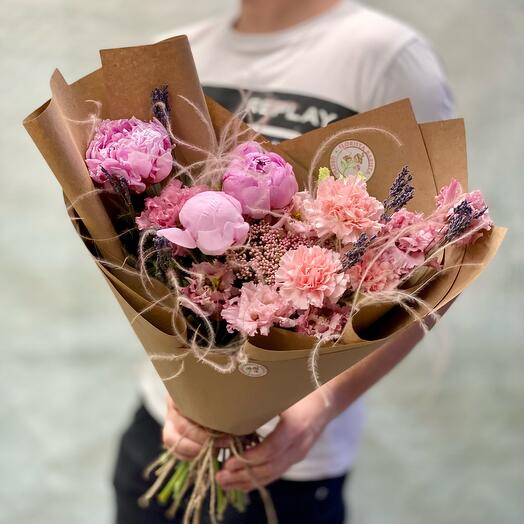 ♻️ Ecobook 🌱 with peonies, lysianthus and lavender in craft