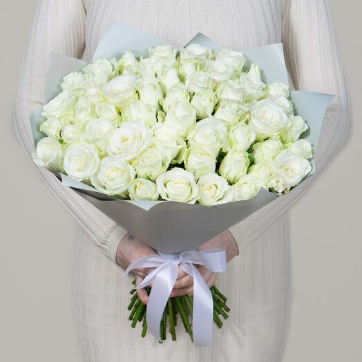 Gentle touch. White rose 51 pcs