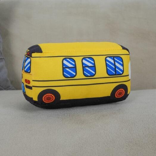 Мягкая игрушка велюровая Школьный Автобус для девочек в подарок KiDWoW  желтый 20см
