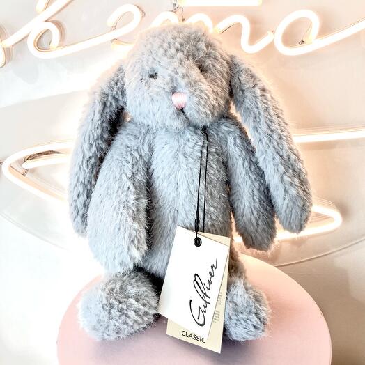 Toy soft bunny gray-blue