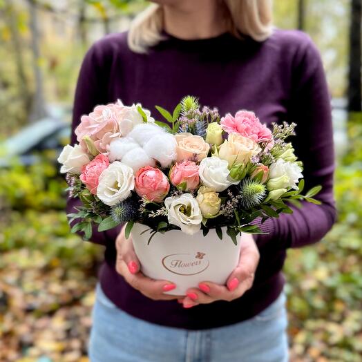 Flowers in a cotton box