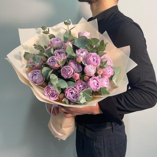 Букет из пионовидных Лаванда Бабблс