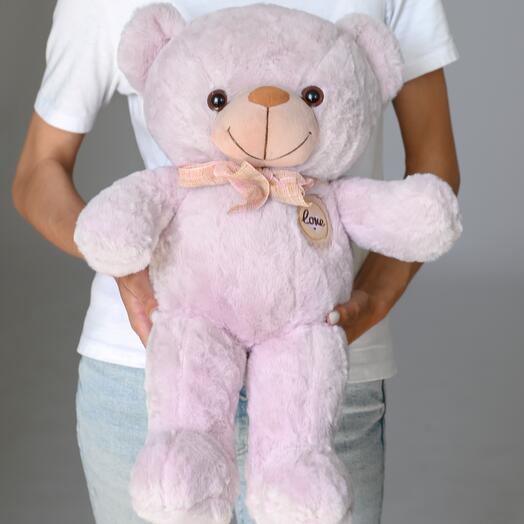 Мишка с бантом розовый