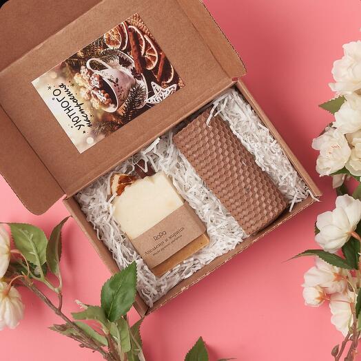 Gift set for March 8 soap and handmade candle "Cinnamon and Orange"