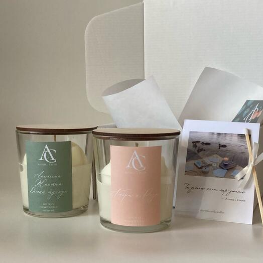 Подарочный набор соевых арома свеч «цветы для мамы»