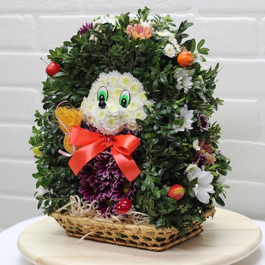 Toy of fresh flowers "Hedgehog"