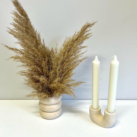 Сухоцветы для интерьера со свечами