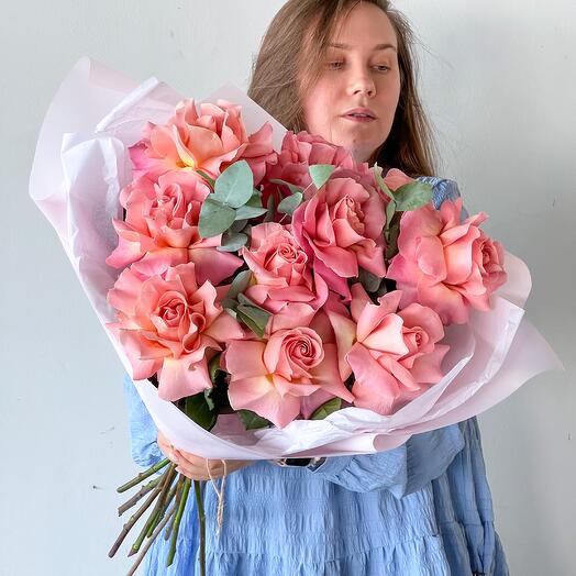 Большой букет из 11 французских роз 20