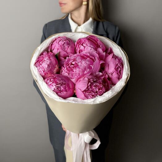 Малиновые Пионы 7 шт