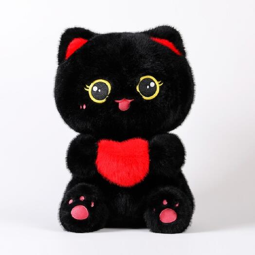 Мягкая игрушка Кот Блэк для девочек и мальчиков / Плюшевая Кошка для детей KiDWoW черный 55см