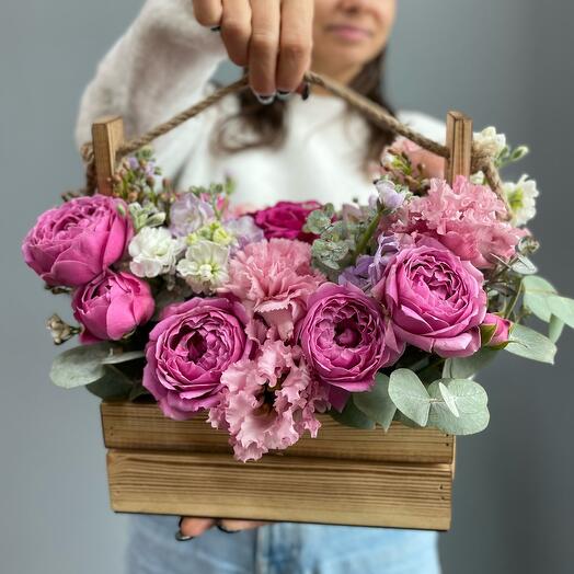 Ящик с цветами «малиновый рассвет»💕