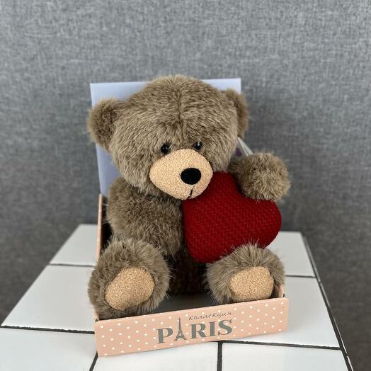 Soft toy "Bear with heart" brown