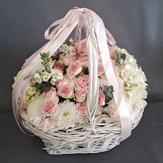 Basket with delicate flowers
