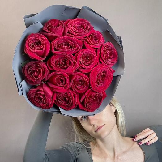 Красный бархат 15 бордовых роз ♥️