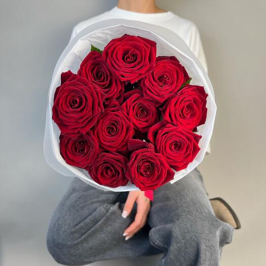 Mono Bouquet of red roses (11 pcs) Rose red