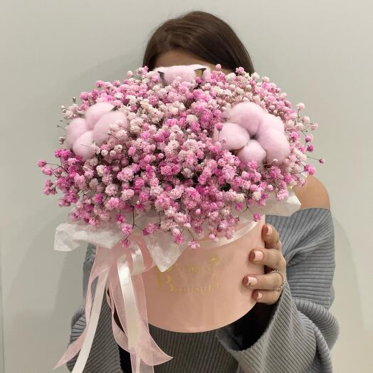 Gypsophila with cotton "marshmallows"