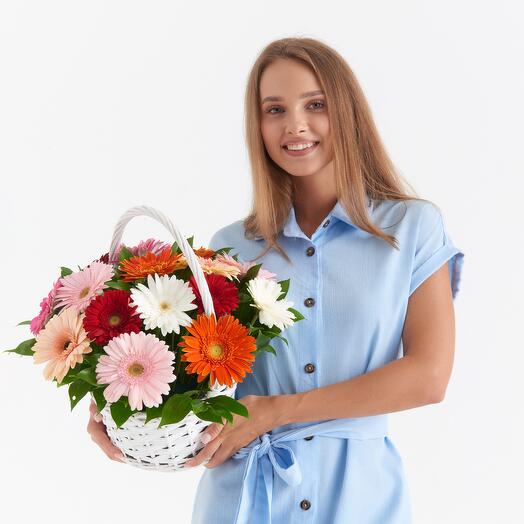 Basket of 15 multi -colored gerber