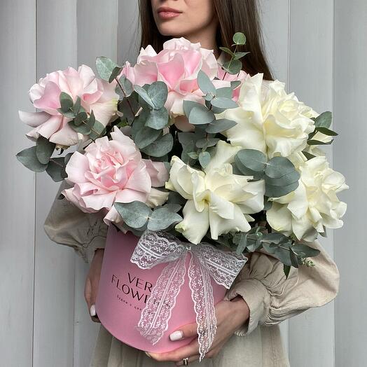 Tender French roses in a box