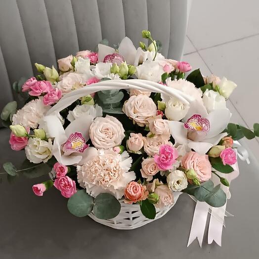 Basket with flowers delicate