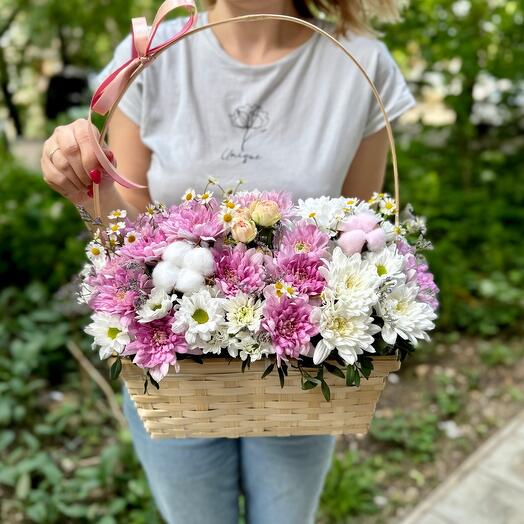 Basket of fresh range of flowers