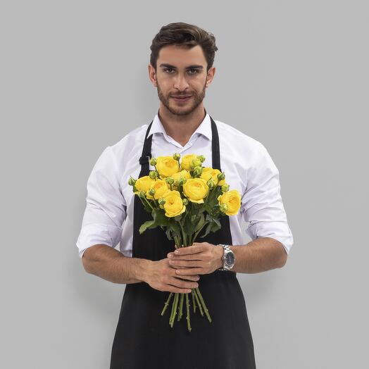 Bouquet of yellow bush roses Catalina, 9 pcs, 50 cm. Florentika