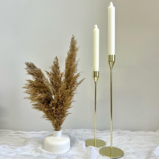 Сухоцветы со свечами для интерьера