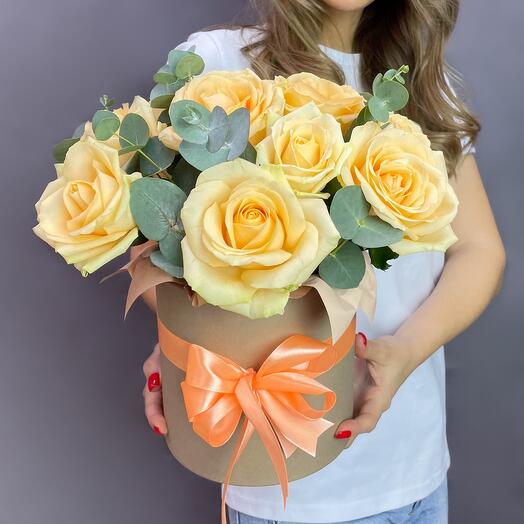 Rose with eucalyptus in the box