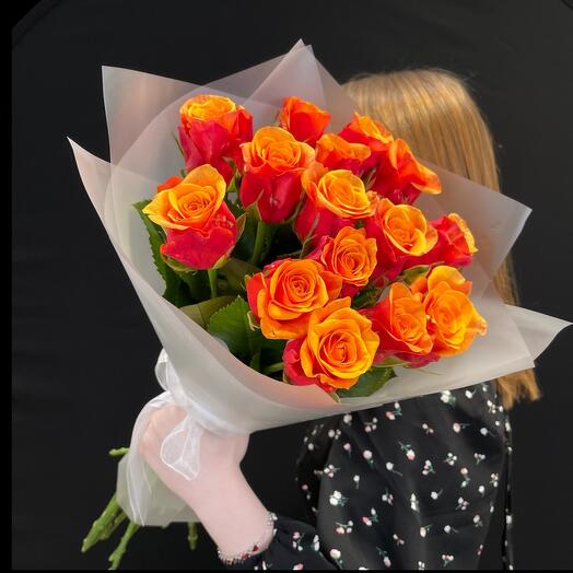 Букет оранжевых роз Espana, 15 шт, 50 см. Florentika