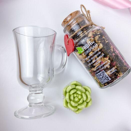 Подарочный набор - кружка, чай фруктовый и суккудент из белого, бельгийского шоколада л