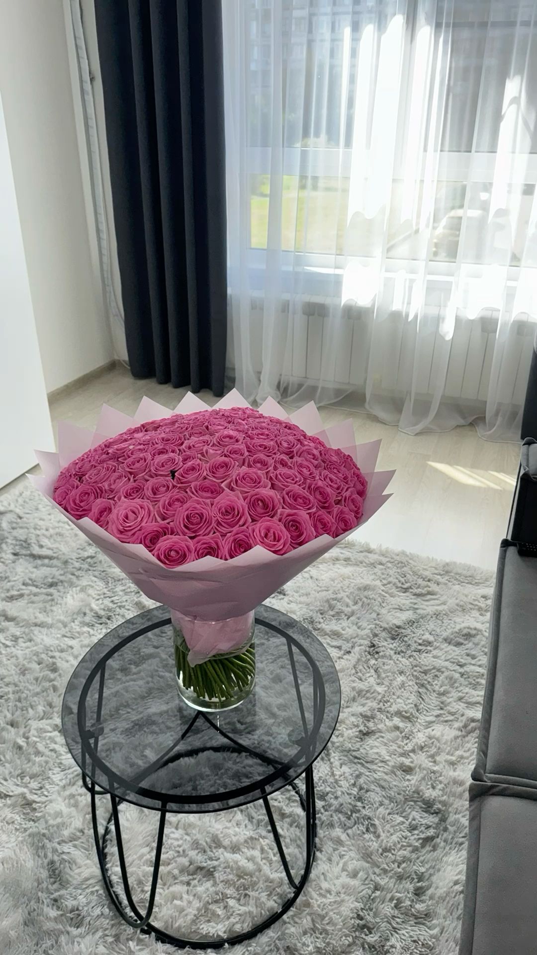 101 розовая роза 50 см элегантная 🌹