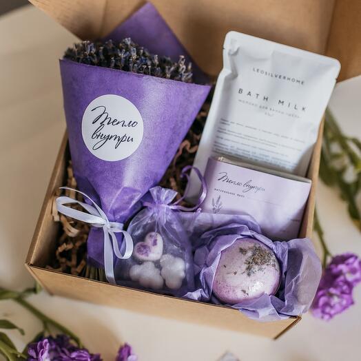 Подарочный спа набор "Лавандовая нежность" с лавандой и молочком для ванны