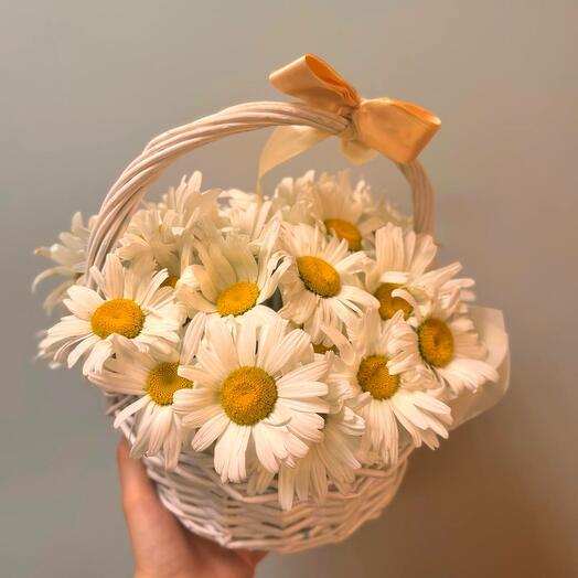 Ромашки в корзинке 27 шт